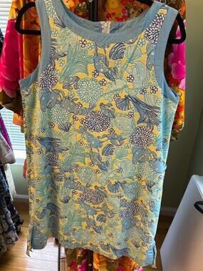 Lilly Pulitzer Vintage Lobster & Crab Print Shift Dress VGUC Size 10